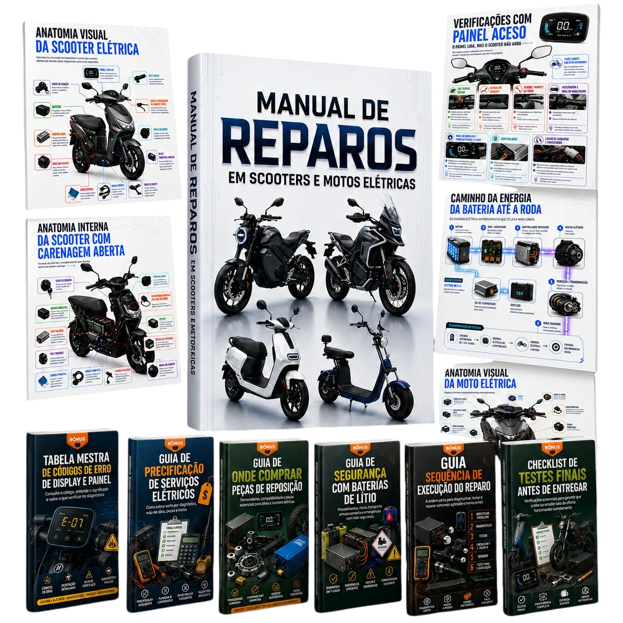 Manual de reparación de scooters y motos eléctricas — vista del libro digital